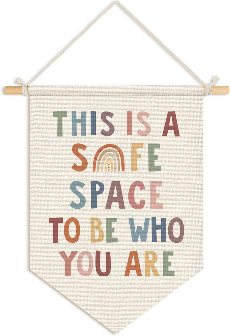 Wheatwin Calming Corner Safe Space Sign, School Counselor Office Decor, Therapy Office Decor, Classroom Calming Corner Wall Hanging Pennant Flag Banner Decor for Calm Down Corner 15x11 - Image 1